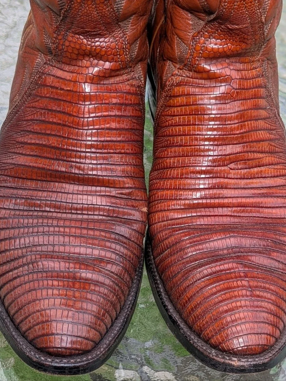 Men's Tony Lama Size 9.5 Brown Teju Lizard Western Cowboy BOOTS